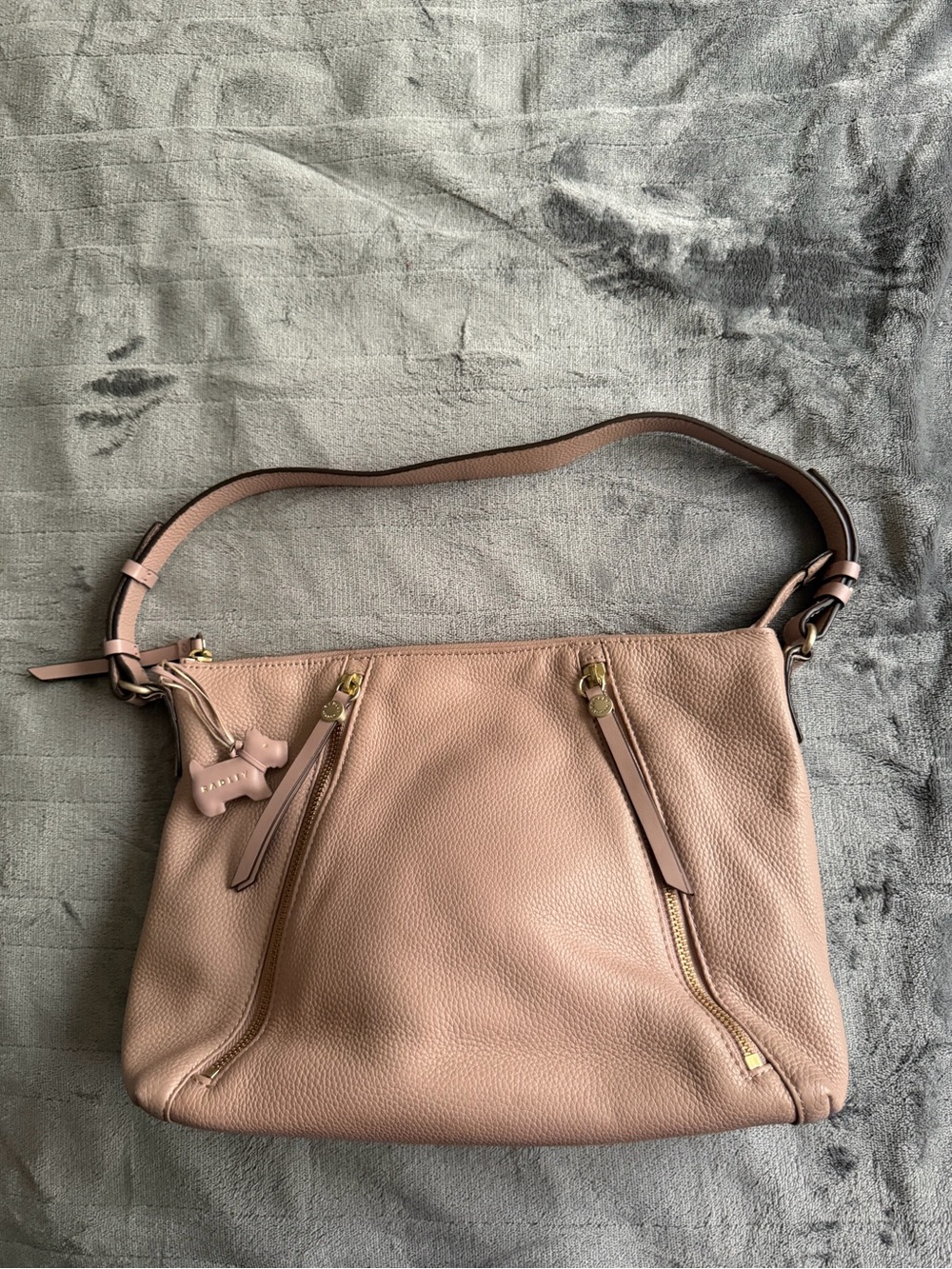 RADLEY LONDON Pebbled Leather Shoulder Bag in Blush Pink